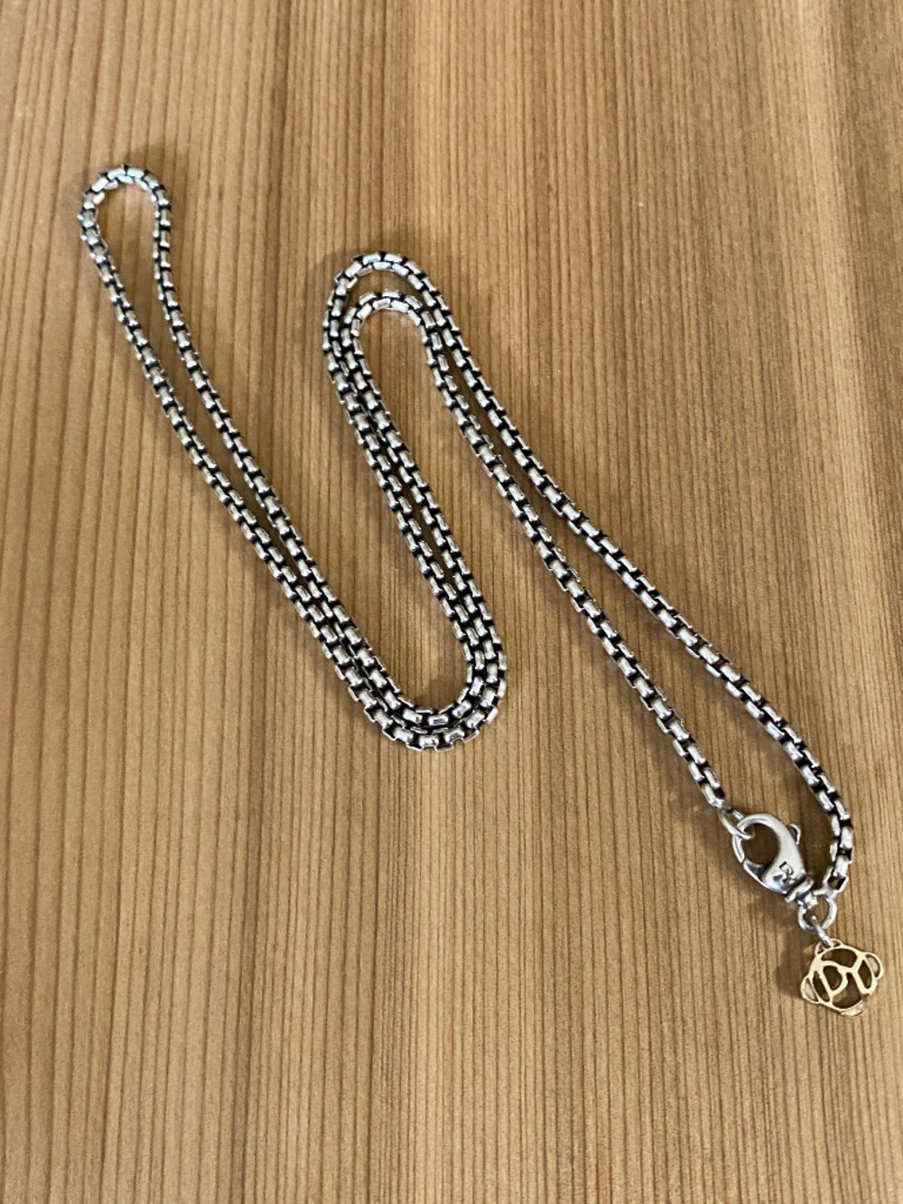 David Yurman 20” Box Chain Necklace Sterling Silver 14K Gold Tag 2.5mm excellent